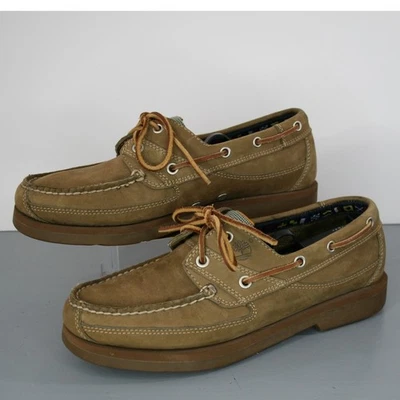 Timberland Zapatos sin cordones de cuero marrón para hombre Mocasín Barco Informales de cuero Talla 8,5 M Foto 1 de 4