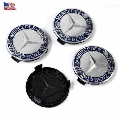 Fit For Mercedes Benz Most Models 75MM Wheel Centre Cover Hub Caps Emblem 4pcs Foto 1 de 4