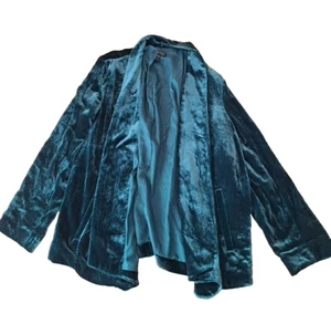 Chaqueta Blazer Eileen Fisher Mujer Talla Grande Terciopelo Frente Abierto Carrera Mezcla Seda - Imagen 1 de 11