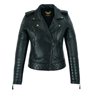 Ladies Women Leather Jacket Real Leather Diamond Biker Style Short Slim Fit - Bild 1 von 6