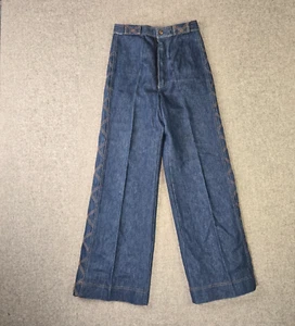RARE 1970's Vintage Wrangler Bell Bottom Wide Jeans Women’s Sz 4 Blue Denim See - Picture 1 of 19