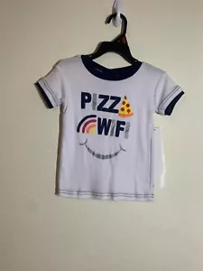 NWT Pizza Wifi Short Sleeve Pajama Shirt Sleepwear White Y2K Toddler Boy Size 4T - Picture 1 of 6