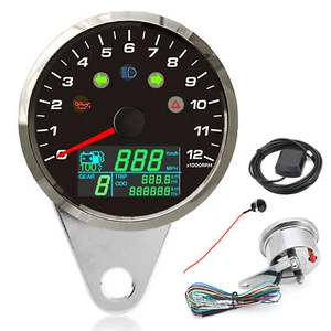 85mm LCD Motorcycle Digital GPS Speedometer MPH Km/H with Tachometer &Fuel Gauge - Picture 1 of 16