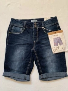 NWT Mudd Girls DIY Iron-on Butterfly Cactus Peace Bermuda Denim Jean Shorts 16 - Picture 1 of 8