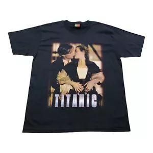 Vintage Titanic T Shirt Movie Promo Adult Size Large Black Rose Jack - Picture 1 of 9