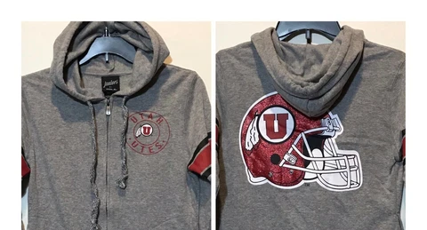 New Utah Utes Juniors Hooded Jacket Gray Full Zip Hoodie Sweatshirt Size S (3/5) Cover