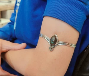 Labradorite Gemstone Bangle Handmade 925 Sterling Silver Anniversary Bangle Si50 - Picture 1 of 4