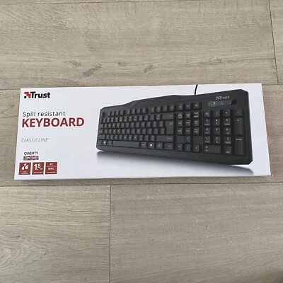 Trust Classicline Wired Full Size Keyboard Spill Resistant - UK Layout: Black - Image 1 of 4