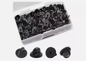 100 Pcs PVC Rubber Pin Backs Butterfly Clutch Backings Holder Tie Tacks Keepers, - Picture 1 of 8
