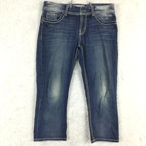 BKE Womens Jeans Dakota 21 Crop Blue Denim Stone Wash Whiskering Mid Rise 28 - Picture 1 of 10