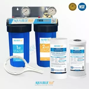Big Blue Twin Water Filter System With Filters 10" X 4.5" - Picture 1 of 16
