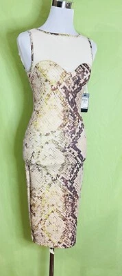 Guess Women’s Amanda Size X-Small Sleeveless Beige Snake-Print Midi Dress NWT - Image 1 of 4