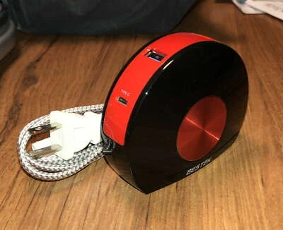 Bestek 4 port USB Charger Vertical Disc, Type C/A  Black and Red braided cord - Image 1 of 4