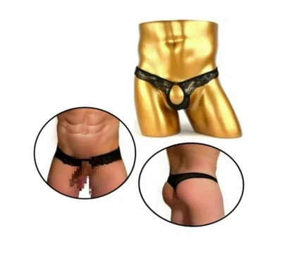 Männer G-String Schwarz Herren Transparent Slip Tanga Vorne Offen Durchsichtig  - Bild 1 von 2
