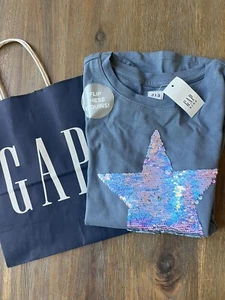 NWT’s Gap Kids girls Size M flip sequence T Shirt star/mermaid & Silvery Pattern - Picture 1 of 6