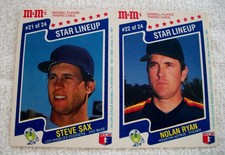 1987 M&M's Star Lineup Food Issue Panels Steve Sax Nolan Ryan #21-22