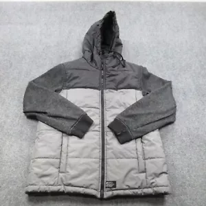 Matix Jacket Men Medium Black Grey Hooded Coat Puffer Pockets Skate Grunge Zip - Picture 1 of 10