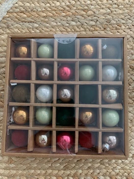 NEW West Elm Festive Glass Ball Ornament, Set of 25 NEW IN BOX - Image 1 of 1