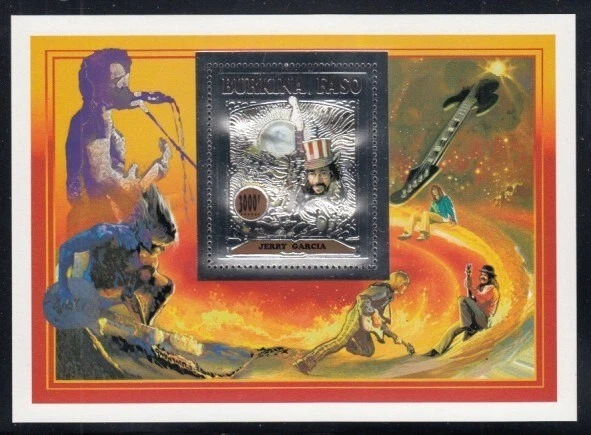 BURKINA FASO Джерри Гарсия, музыкант MNH сувенирный лист - Изображение 1 из 1