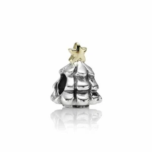 Pandora Christmas Tree Charm, Sterling and 14k Gold, Retired - Picture 1 of 7