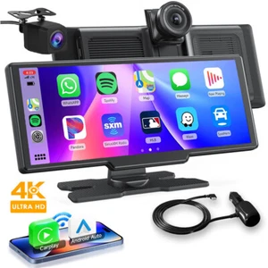 10.26" 4K Car Portable Apple CarPlay Android Auto IPS Touch Screen Radio+Camera - Picture 1 of 12