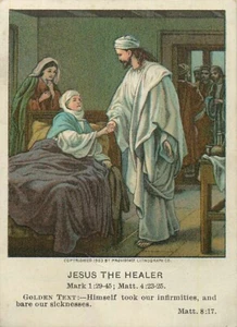 Christian Picture Lessons Card Jesus the Healer 1912 - Picture 1 of 2