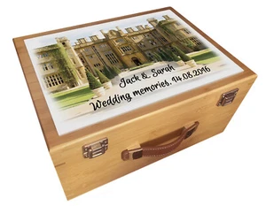 Wedding memory box, Personalised wooden keepsake box, Luxury bamboo wood. - Picture 1 of 12
