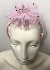 Pink Tulle Glitter Princess Crown Headband Halloween Costume Accessory