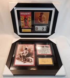 💥 Buffalo Bill Cody & Houdini replica sorriso foto incorniciata autografo 13x16 - Foto 1 di 12