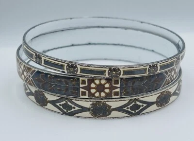 Michaela Frey Vintage Set Of 3 Porcelain Enamel Bangle Stack Bracelets - Image 1 of 4