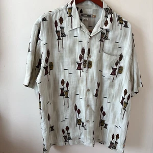 Quicksilver Edition Men’s Hawaiian Comfort Fit Button Shirt L Linen Cotton Tiki - Picture 1 of 12
