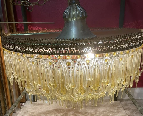 Rare Vintage Murano Chandelier Barovier And Toso Glass Cover