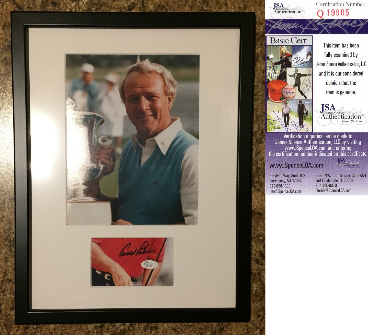 Arnold Palmer Autographed Signed 11X14 Framed Photo Cutout Masters Champion JSA COA 