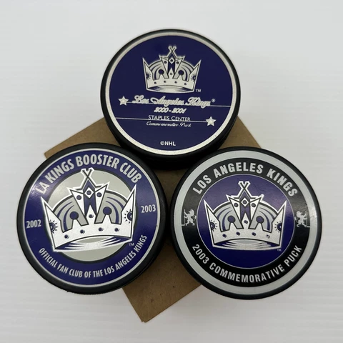 Lot of 3 Vintage 2000s Los Angeles LA KINGS Hockey Pucks Official Made Slovakia Cover
