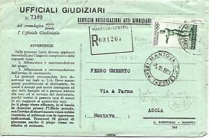 1951 200L OLIMPIADI ISOLATO SU ATTO GIUDIZIARIO RACCOMANDATO DA MANTOVA X ASOLA