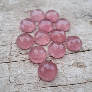 50 Pcs 10mm Pink Strawberry Quartz Round Rose Cut Natural Calibrated Gemstone - Picture 1 of 4
