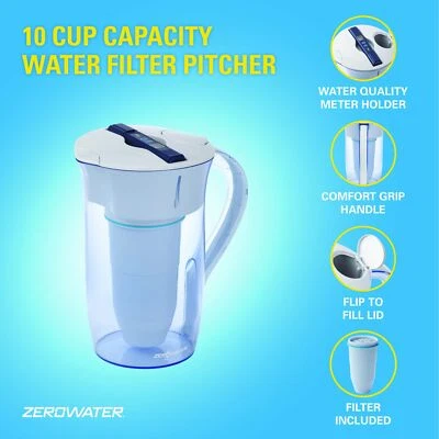 Zerowater 10 Cup Ready-Pour Round Water Pitcher - Image 1 of 4