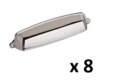 *LOTE DE 8* Estatura Amerock 5-1/16 pulgadas Tirador de taza de gabinete cromado pulido (128 mm) Foto 1 de 4