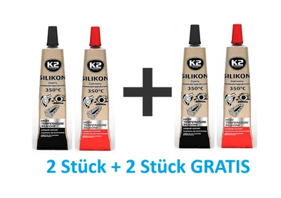 2 + 2 Gratis Silikon schwarz + rot 21g+350° Dichtmasse Hochtemperatur - Bild 1 von 4