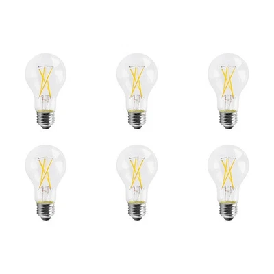 8W - A19 LED - Clear - 3000K - Medium base - 120V - 6-Pack - Image 1 of 4
