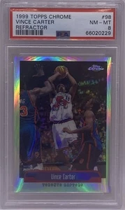 1999-00 Topps Chrome Vince Carter Refractor #98 PSA 8 NM-MT Raptors HOF SP SSP - Picture 1 of 2