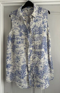 Joules Selene Linen Sleeveless Shirt Size 16 Excellent Condition - Picture 1 of 6