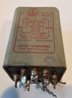 Vintage UTC A-21 Audio Transformer - Image 1 of 4