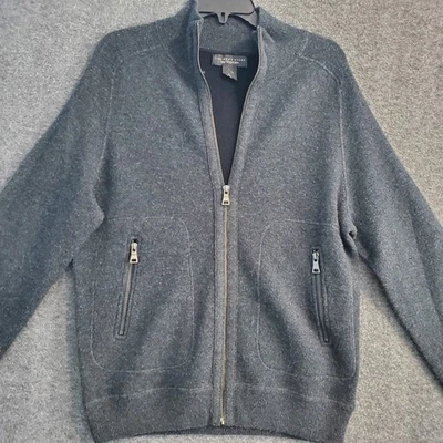 Bloomingdale’s The Mens Store Sweater Size L Full Zip Wool Cashmere Blend Gray - Image 1 of 4