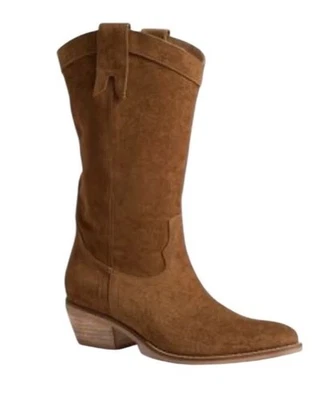 Diba True Brown Suede Cowboy Boots Mid Calf 10 Tan Cowgirl rodeo festival - Image 1 of 4
