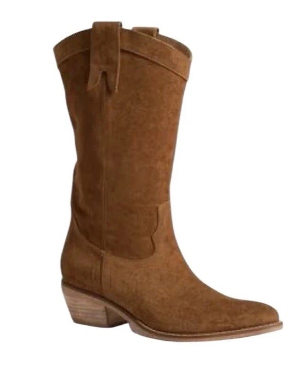 Diba True Brown Suede Cowboy Boots Mid Calf 10 Tan Cowgirl rodeo festival - Image 1 of 4