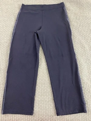 Calça de moletom feminina Talbots com listras de veludo cinza bolso traseiro com zíper azul tamanho G - Imagem 1 de 4