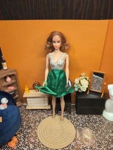 Vintage Barbie Clone Outfit- Shillman? Dress, Silver Peep-Toe Shoes & Clutch + - Picture 1 of 22