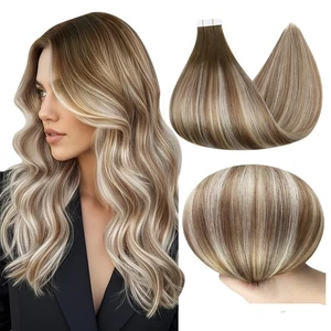 Cinta de cabello humano Full Shine en extensiones 12 pulgadas marrón más oscuro a marrón ceniza alta... - Imagen 1 de 9