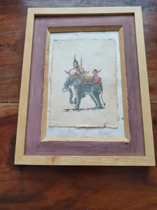 Indian Elephant hunting scene Original Gouache painting Mughal art watercolour - Picture 1 of 7